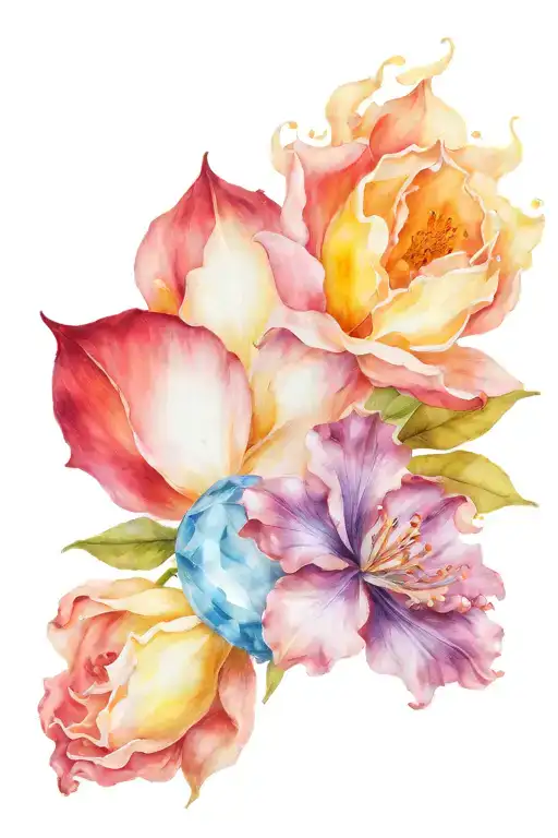 2 jewels sapphire and opal tattoo design idea