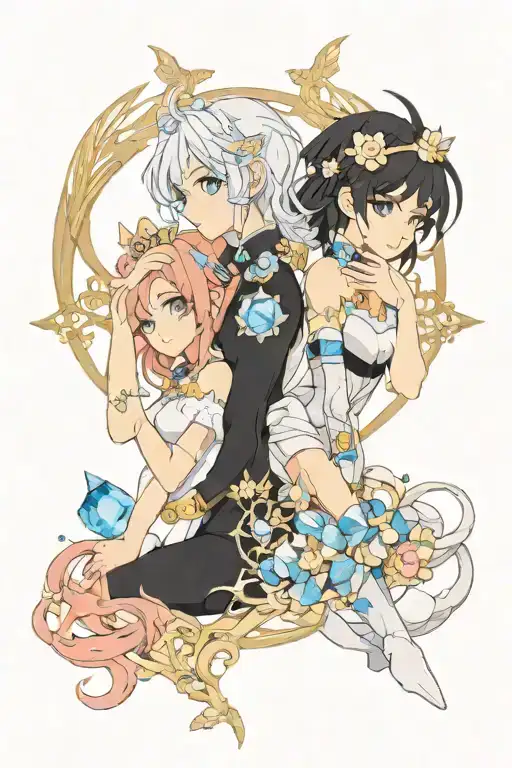 2 jewels sapphire and opal tattoo design idea