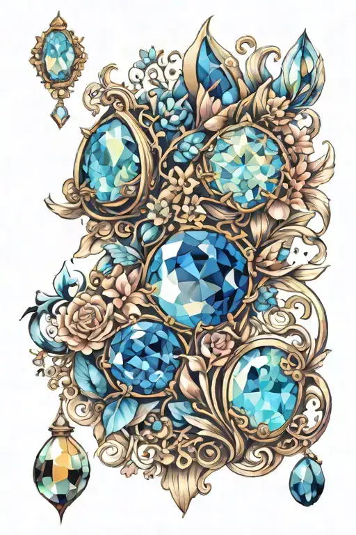 2 jewels sapphire and opal tattoo design idea