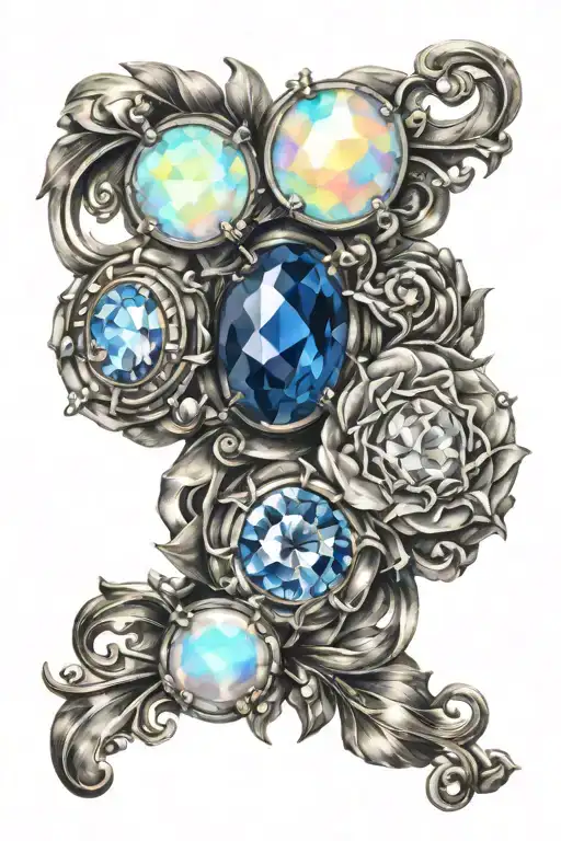 2 jewels sapphire and opal tattoo design idea