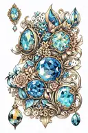 2 jewels sapphire and opal tattoo design idea