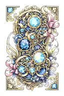2 jewels sapphire and opal tattoo design idea