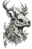 Deer Skull Looking to the left side with Vegatation Tatto tattoo design idea
