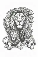 lion family with heart tattoo design idea