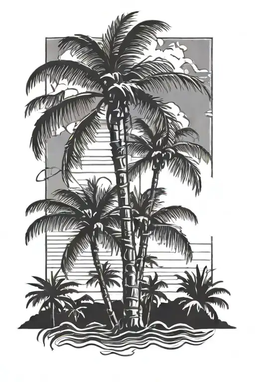 palms tree tattoo design idea