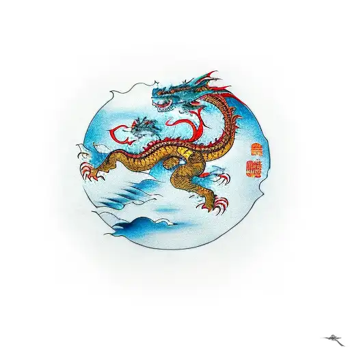 the spirit of a dragon and tiger circling around the chinese translation of  The spirit if the dragon and tiger tattoo design idea