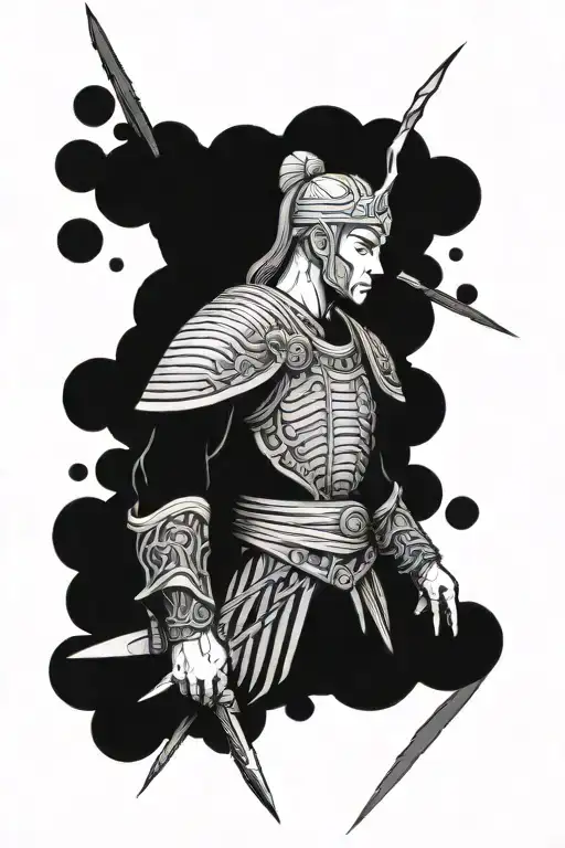 samuria looking to the side tattoo design idea