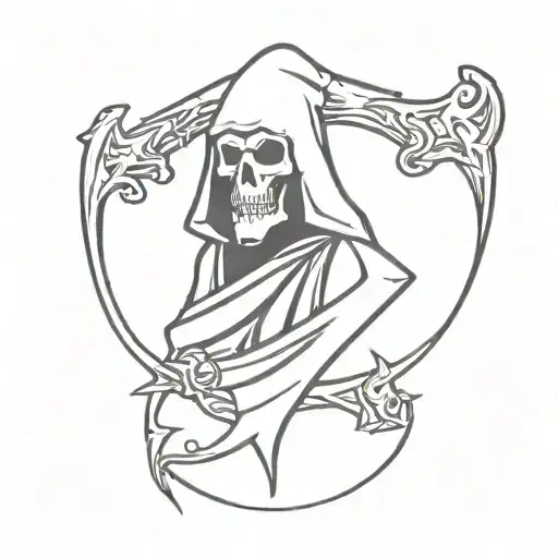 reaper , hell bells small red tattoo design idea