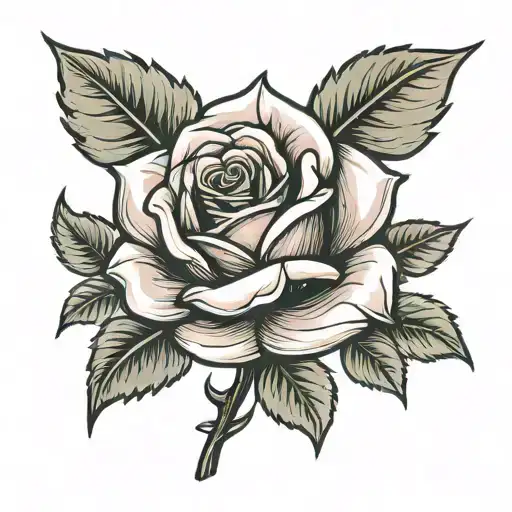 rose with stem in phrase written tattoo design idea