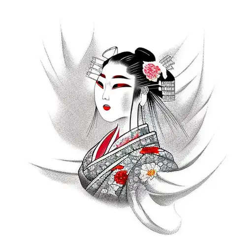 Year of the Dragon Tattoo Geisha Pin up Watercolor Giclee Art  Etsy