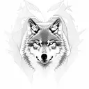 4 wolves. in the woods. 2 adults one male one female two male juveniles tattoo design idea