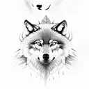 4 wolves. in the woods. 2 adults one male one female two male juveniles tattoo design idea