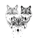 4 wolves. in the woods. 2 adults one male one female two male juveniles tattoo design idea