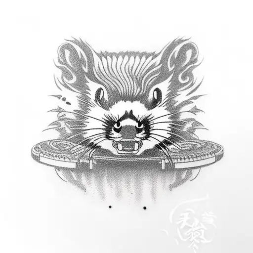 skunk with reese's peanut butter cup tattoo design idea