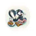 skunk with reeses tattoo design idea
