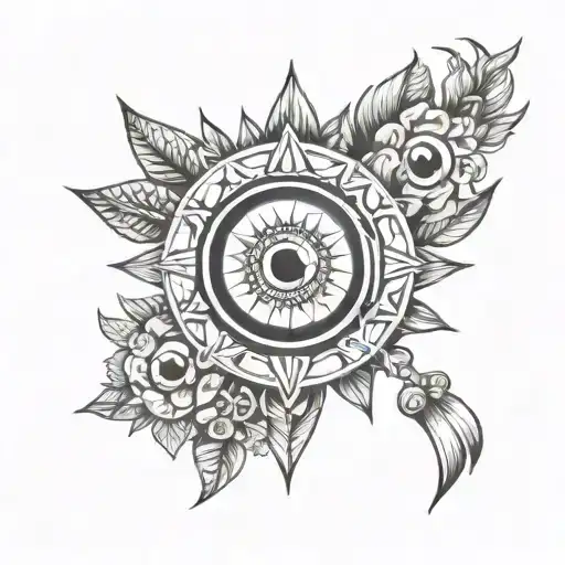 evil eye heart peace sign sun   tattoo design idea