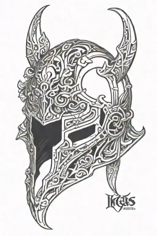 Igris solo leveling shadow knight helmet tattoo design idea