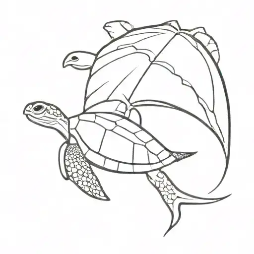 turtle and stingray silhouette tattoo design idea