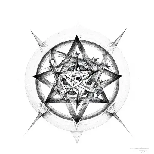 evil 666 devil hell pentagram tattoo design idea