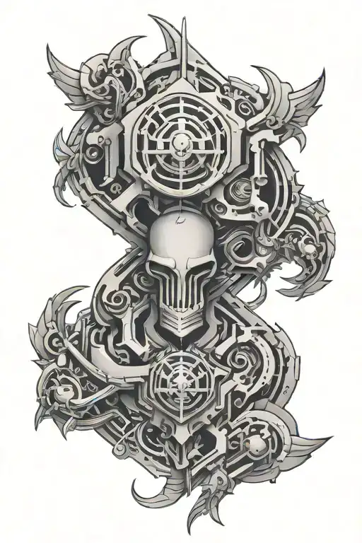 cyber sigilism style tattoo tattoo design idea