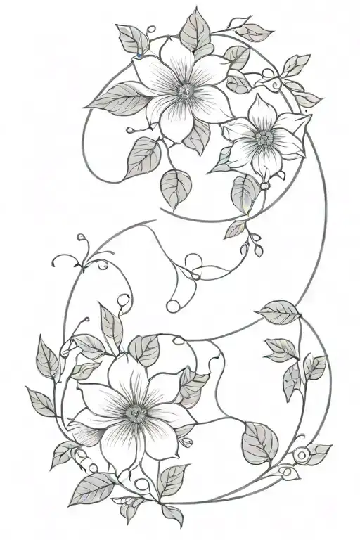 moon phases flowers ivy vines tattoo design idea