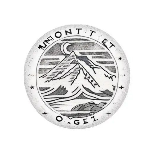 Mount Everest in a circle with eagles tattoo design idea