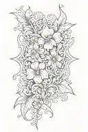 floral tattoo with Maltese cross tattoo design idea