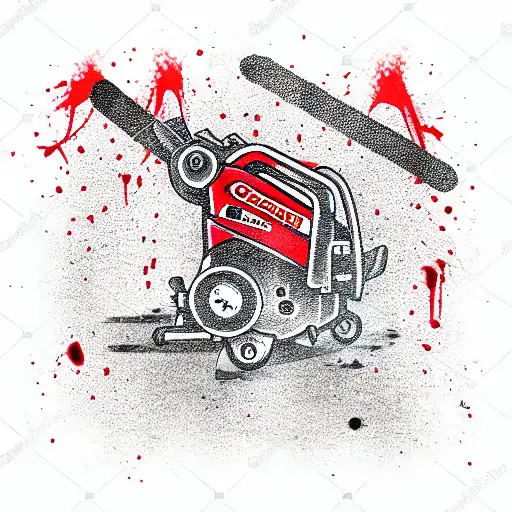chainsaw with blood  tattoo design idea