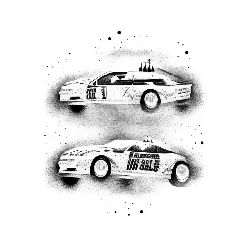 A group of rallycross cars racing on a dirt track tattoo design idea
