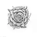 dagger with snake with sunflower and daisy incorporated  tattoo design idea