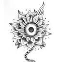 dagger with snake with sunflower and daisy incorporated  tattoo design idea