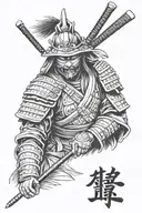 samurai in bushido code mask tattoo design idea