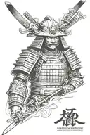 samurai in bushido code mask tattoo design idea
