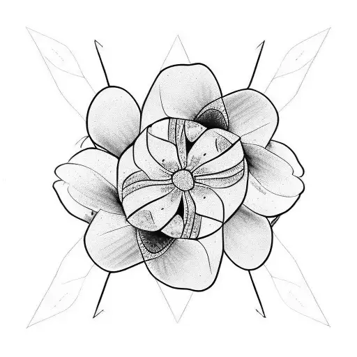rhombus poppies butterfly tattoo design idea