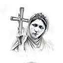 mother Maria with a cross Cain in her hands tattoo design idea