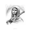 mother Maria with a cross Cain in her hands tattoo design idea