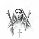 mother Maria with a cross Cain in her hands tattoo design idea