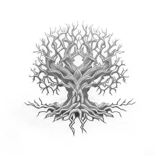tree of skulls tattoo design idea