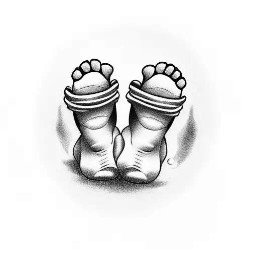 baby feet surrounded by fireworks tattoo design idea