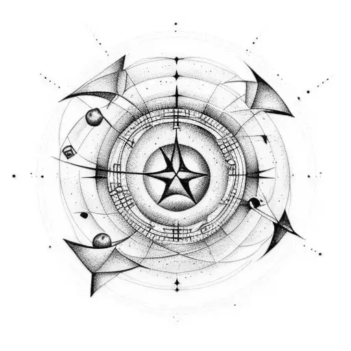 An astronomy-themed tattoo design incorporating Greek mythology elements, such as constellations representing different gods and goddesses tattoo design idea