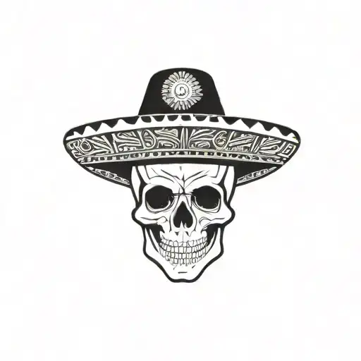skull in sombrero in profile tattoo design idea