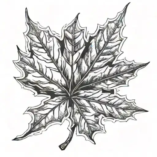 maple leaf slightly crumpled with a shadow tattoo design idea