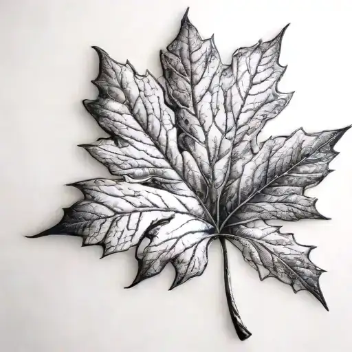 maple leaf with it's shadow tattoo design idea