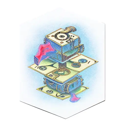 steampunk tower tarot card tattoo design idea