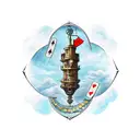 steampunk tower tarot card tattoo design idea