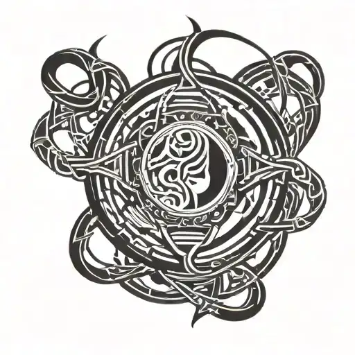 draw a sketch of a tattoo as you see 1 lasso in the matrix of fate on a white background in abstract style without peopl tattoo design idea