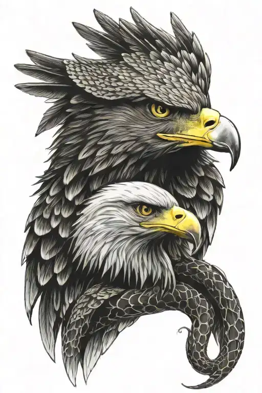 Eagle and snake tattoo design idea