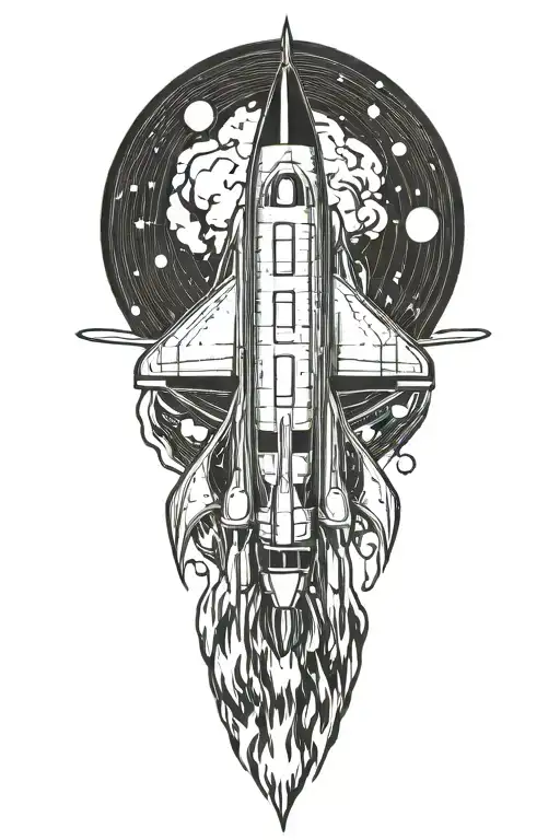 rocket ship tattoo design idea