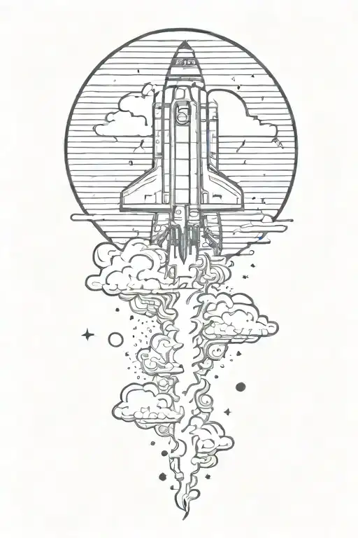 rocket ship sailing through stormy tattoo design idea