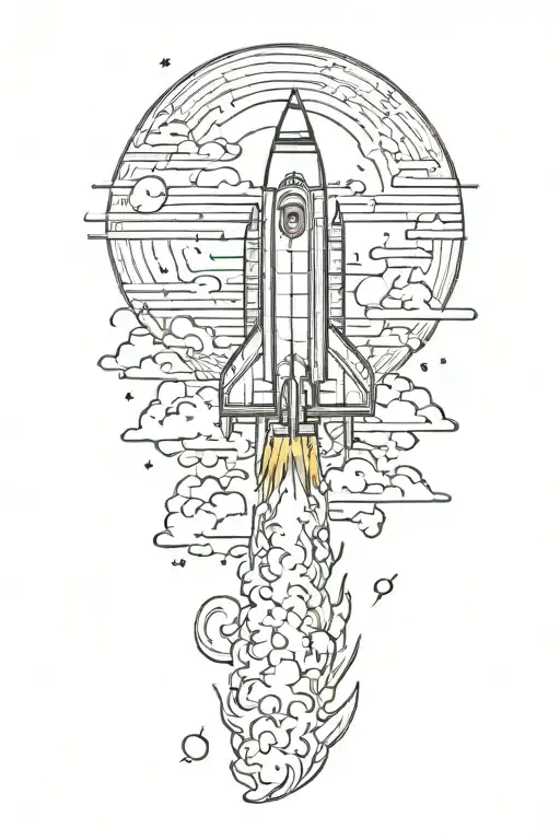 rocket ship sailing through stormy tattoo design idea